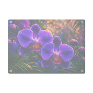 Glass Coffee Station Tray — Twilight Orchids, Glass, 2 sizes