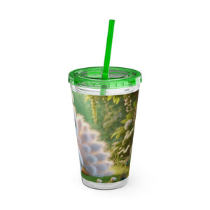 Tropical Tumbler with Straw | 16 oz: Baby White Peacock
