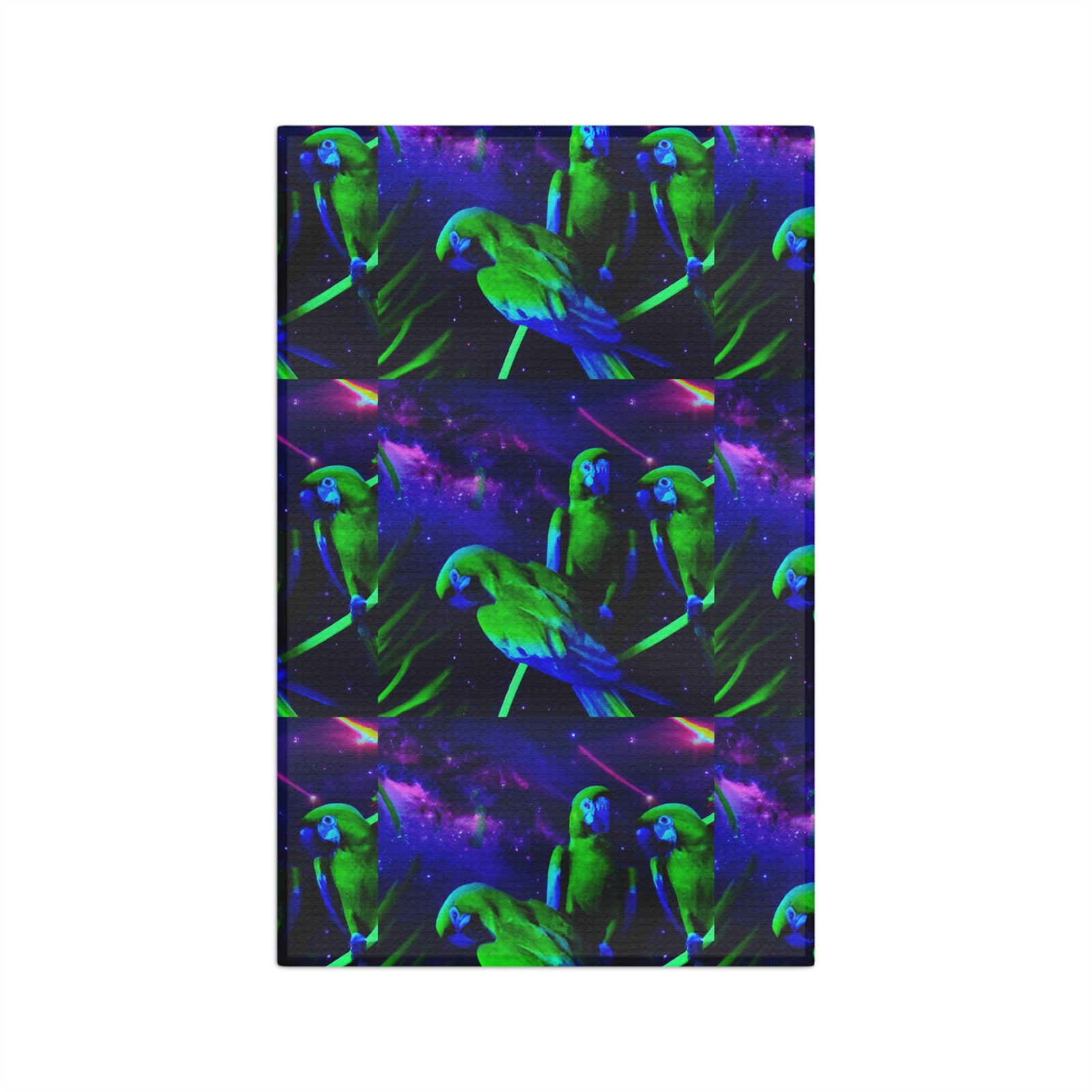 Tropical Microfiber Coffee/Tea Towel ~ Neon Parrots With Cosmos