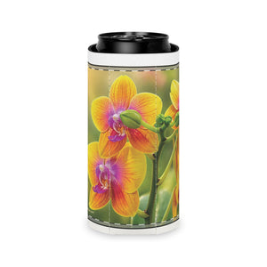 Orchid Bloom Can Cooler — Floral Insulated Beer Koozie