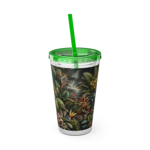 Tropical Tumbler with Straw | 16 oz: Rainforest Rabbit Outing