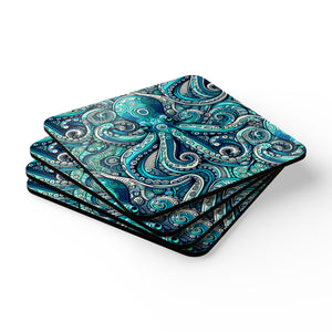 Coaster Set/4 -  Aqua Octopus