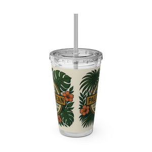 Tropical Tumbler with Straw | 16oz: Palm & Bean Coffee Club