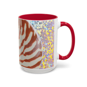 Colorful Mugs (11oz, 15oz), Disco Tiger Stripe Nautilus Macro