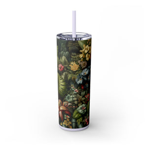 Rainforest Rabbit Outing - Skinny Matte Tumbler 20oz with Straw - Stainless Steel, 7 Colors
