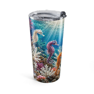 20oz Tumbler — Colorful Pink Seahorse Insulated Travel Cup