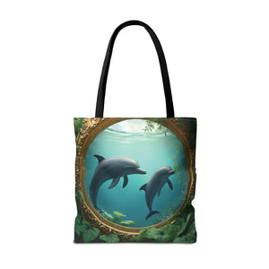Framed Dolphins Tote Bag - 3 Sizes