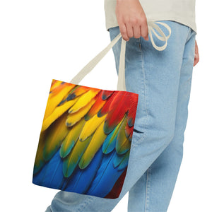 Tropical Macaw Parrot Feathers Tote Bag - Colorful Design, 3 Sizes