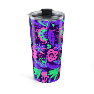 20oz Tumbler — Neon Purple, Pink & Green Floral Travel Cup