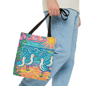 Tropical Beach Seagulls Tote Bag - 3 Sizes