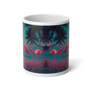Jumbo Mug, 20oz, Neon Flamingo at Night | Tropical Coffee Cup