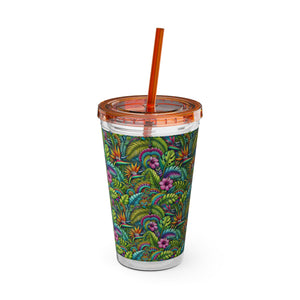 Tropical Tumbler with Straw | 16 oz: Rainforest Blooms
