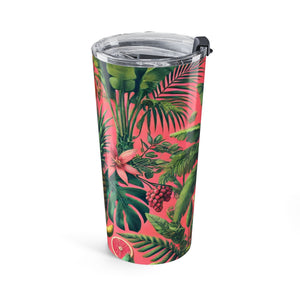 20 oz Tumbler — Tropical Fruit Insulated Travel Cup, Coral