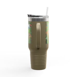 Insulated Travel Mug, 40oz / Jaguars and Parrots - Perfect for Outdoor Adventures