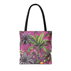 Tropical Fruit/Hot Pink Tote Bag - 3 Sizes