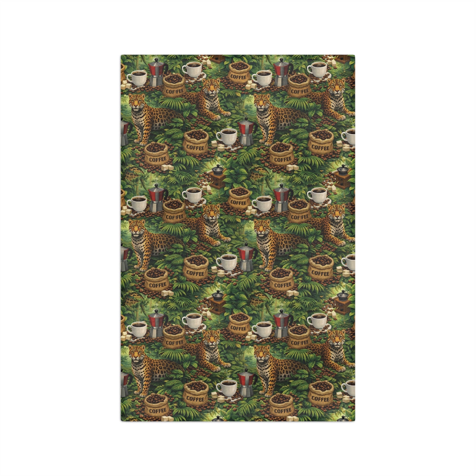 Tropical Microfiber Coffee/Tea Towel – Jungle Big Cats & Coffee