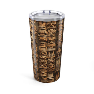 20 oz Glossy Tumbler, Stainless Steel / Ancient Tiki Totems