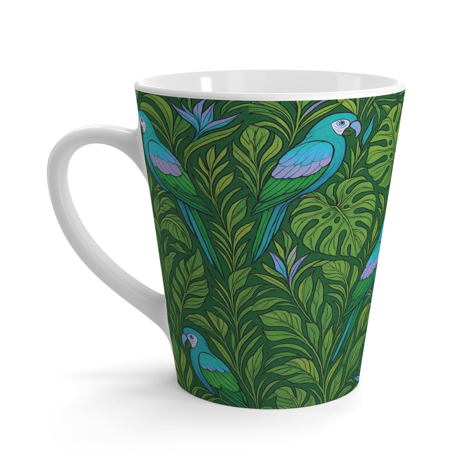 Latte White Mug - Parrot Family/Blue