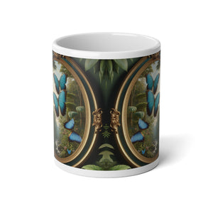 Jumbo Mug, 20oz, Framed Morpho Gathering | Tropical Coffee Cup
