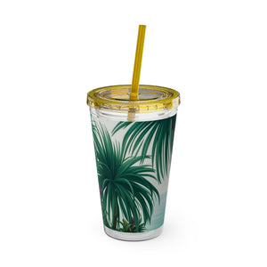 Tropical Tumbler with Straw | 16 oz: Tiny Palm Island