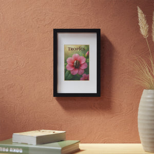 Framed Coffee Art Print — Pink Flower with Coffee Bean Center (Our Brand)