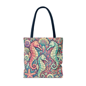 Seahorse Trio Tote Bag, Retro- 3 Sizes