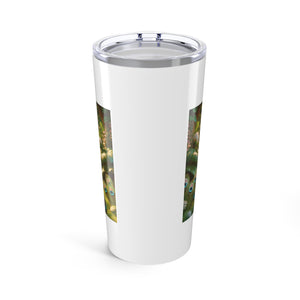 20oz Tropical Glossy Tumbler, Stainless Steel / Baby White Peacock, White