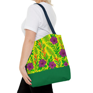 Midnight Flower Lime Tote Bag - 3 Sizes