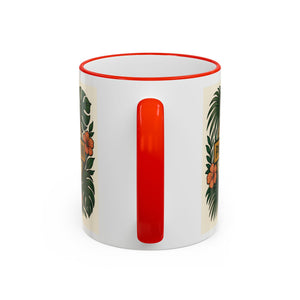 Accent Rim & Handle Coffee Mug — Palm & Bean Coffee Club Logo