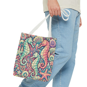Seahorse Trio Tote Bag, Retro- 3 Sizes
