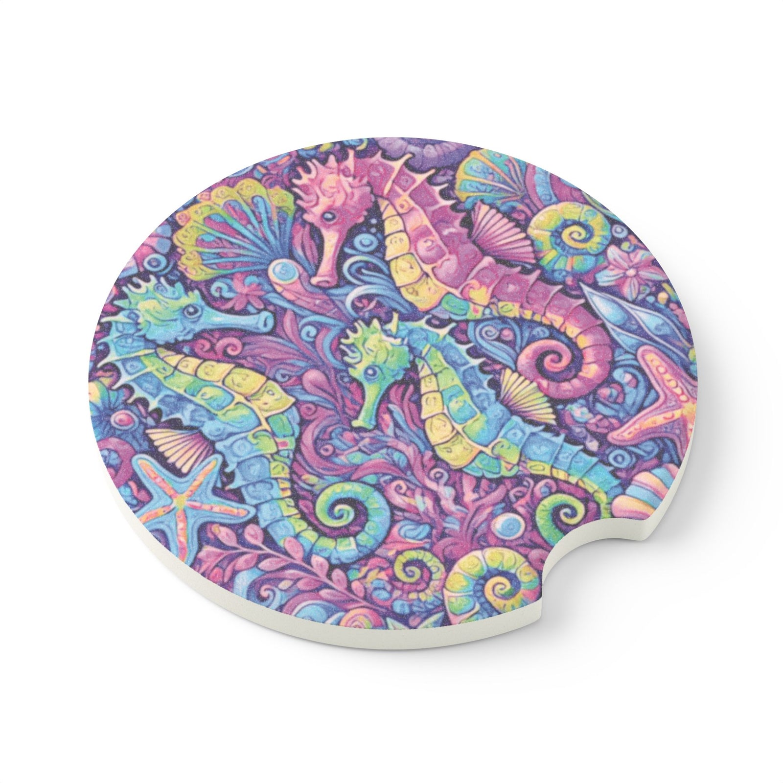 Soapstone Car Coaster - Seahorse Trio, Fantasy Pop