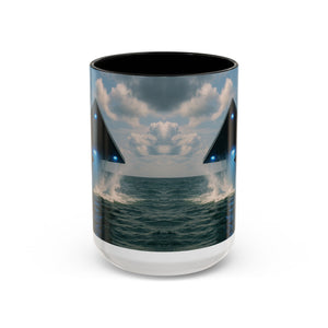 Accent Coffee Mug (11, 15oz), 8 Colors - UFO and Dolphin