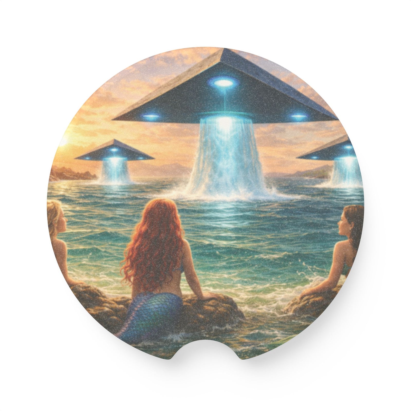 Soapstone Car Coaster - UFO & Mermaids