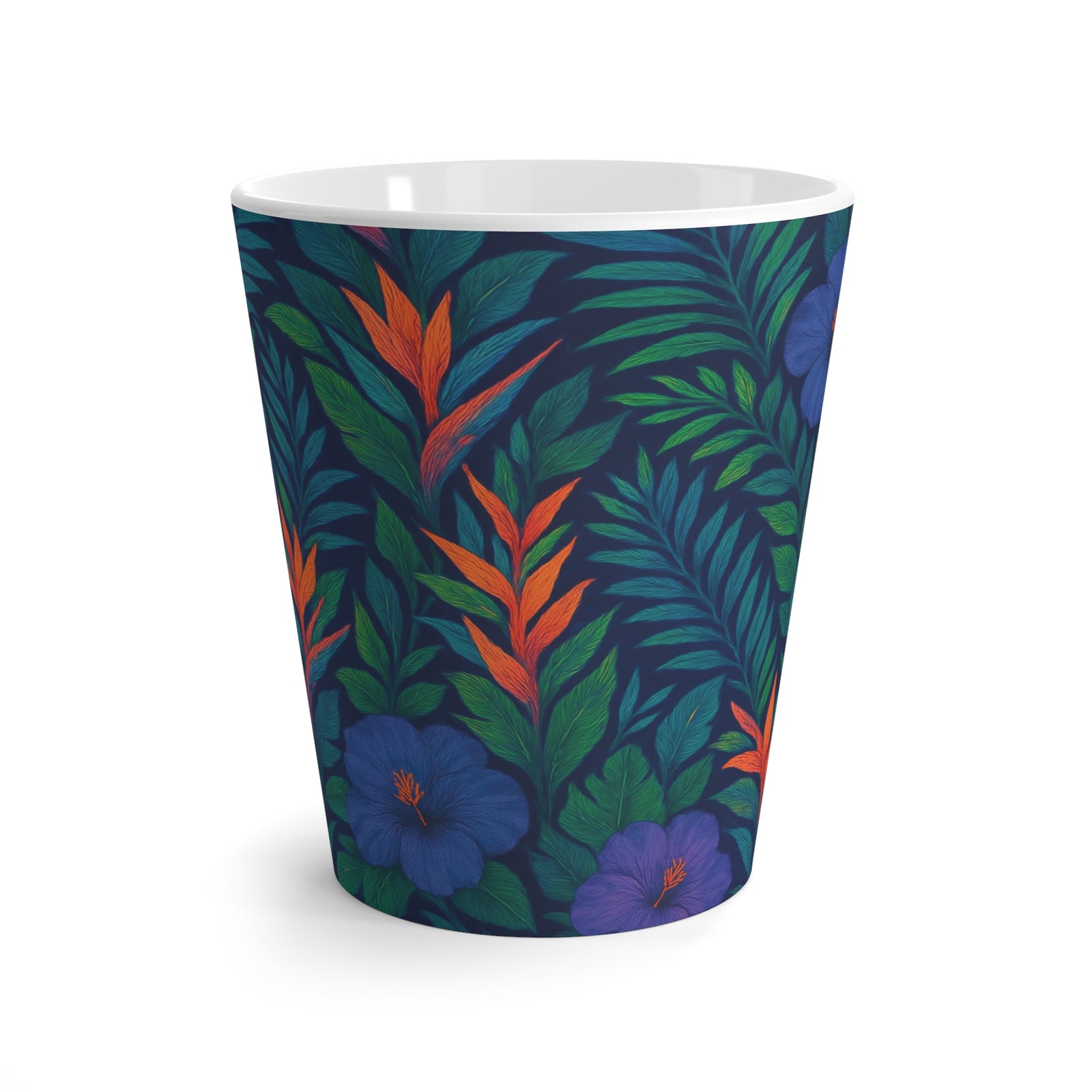 Latte White Mug - Midnight Flower Navy