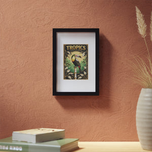 Framed Coffee Art Print — Tropical Toucan Poster for Home Decor