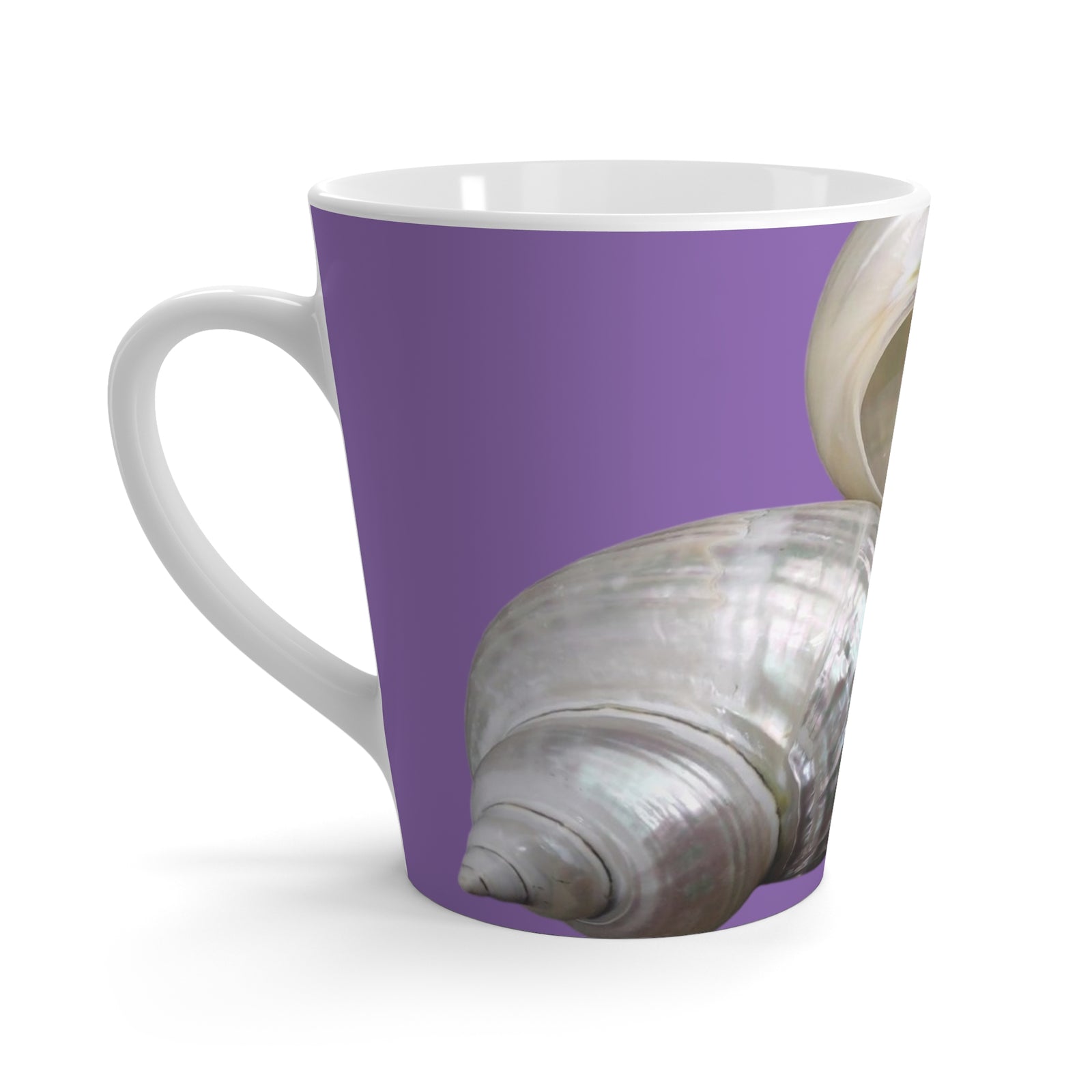 Latte White Mug - Perfect for Coffee Enthusiasts / Lustrous Seashell Trio, Light Purple