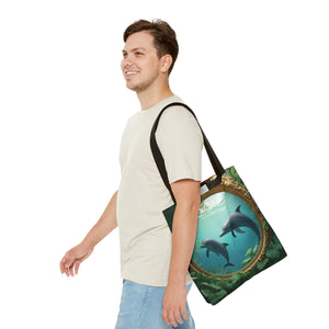 Framed Dolphins Tote Bag - 3 Sizes