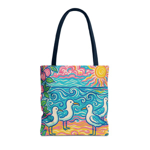 Tropical Beach Seagulls Tote Bag - 3 Sizes