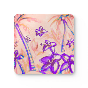 Coaster Set/4 - Tropical Doodles, Peach