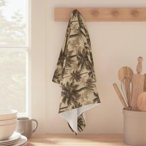 Tropical Microfiber Coffee/Tea Towel ~  Vintage Brown Palm Trees