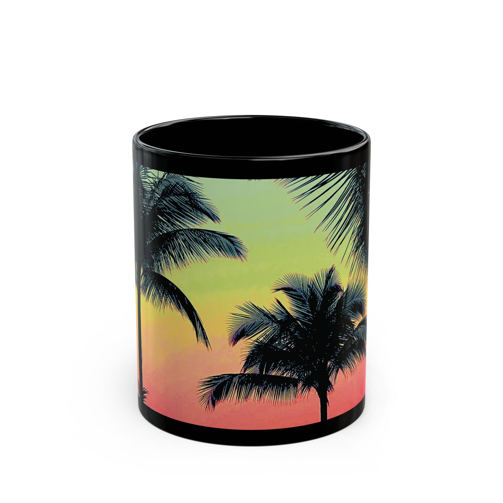 Black Coffee Mug - Palm Glow, Sangria