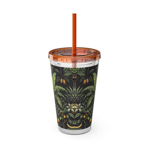 Tropical Tumbler with Straw | 16 oz: Tropical Fruit, Black
