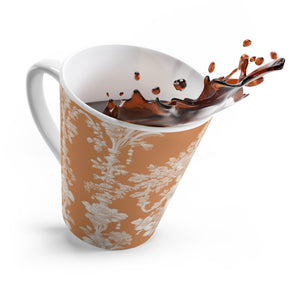 Latte White Mug - Perfect for Coffee Enthusiasts / Pearl Lady Toile, melon
