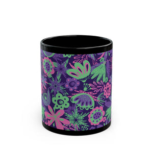 Black Coffee Mug - Rainforest Flower Explosion