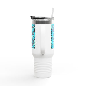 Insulated Travel Mug, 40oz / Coral Reef Threads, Turquoise - Perfect for Outdoor Adventures