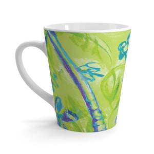 Latte White Mug - Tropical Doodles, Lime