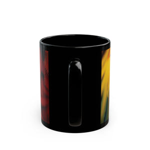 Parrot Feather Black Mug — Vibrant Tropical Coffee Cup (11oz & 15oz)