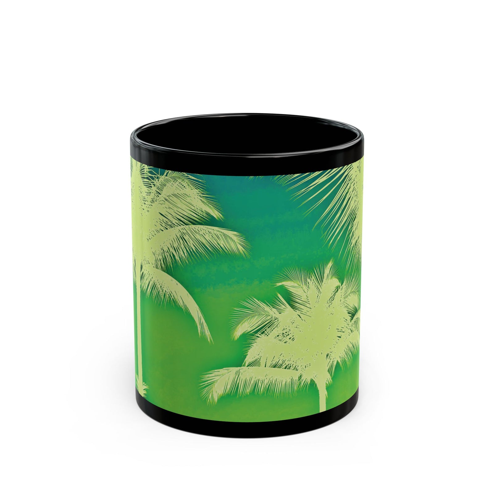 Black Coffee Mug - Palm Glow Green