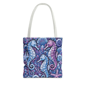 Seahorse Trio Tote Bag, Blue - 3 Sizes