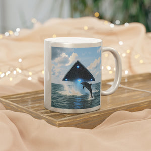 Tropical Metallic Mug, Gold or Silver - UFO & Dolphin